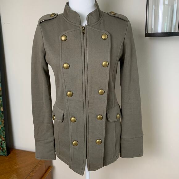 Hurley Size S Full Zip Military Style Jacket Army Olive Green Knit Soft Outdoor - Picture 2 of 14